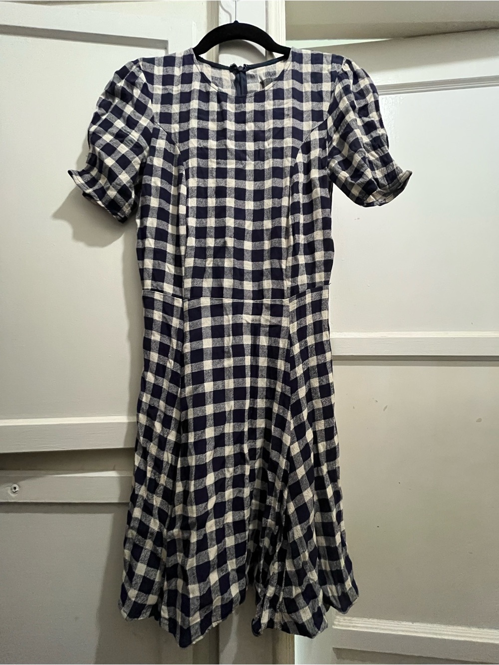 Reformation navy/white gingham picnic print mini fit n flare dress size XS